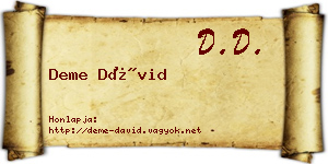 Deme Dávid névjegykártya